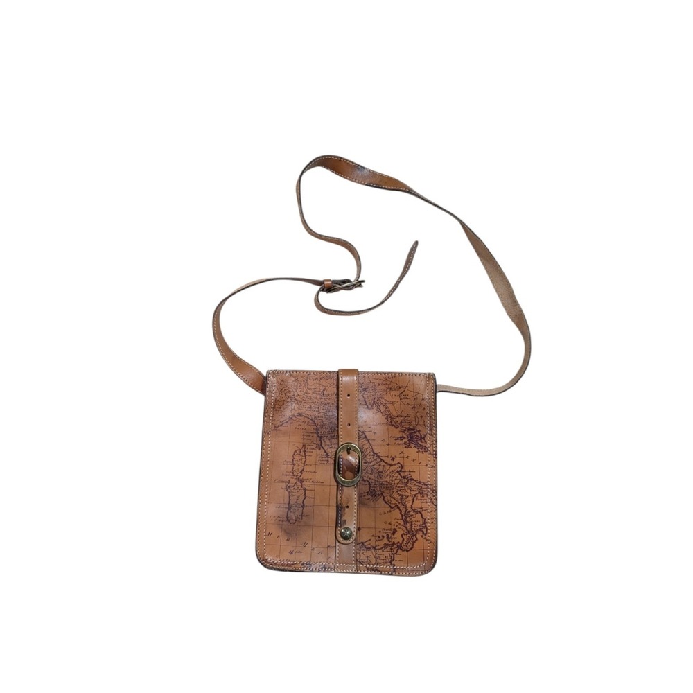 Patricia Nash Leather VeneziaPouch w/ Crossbody Strap Signature Map